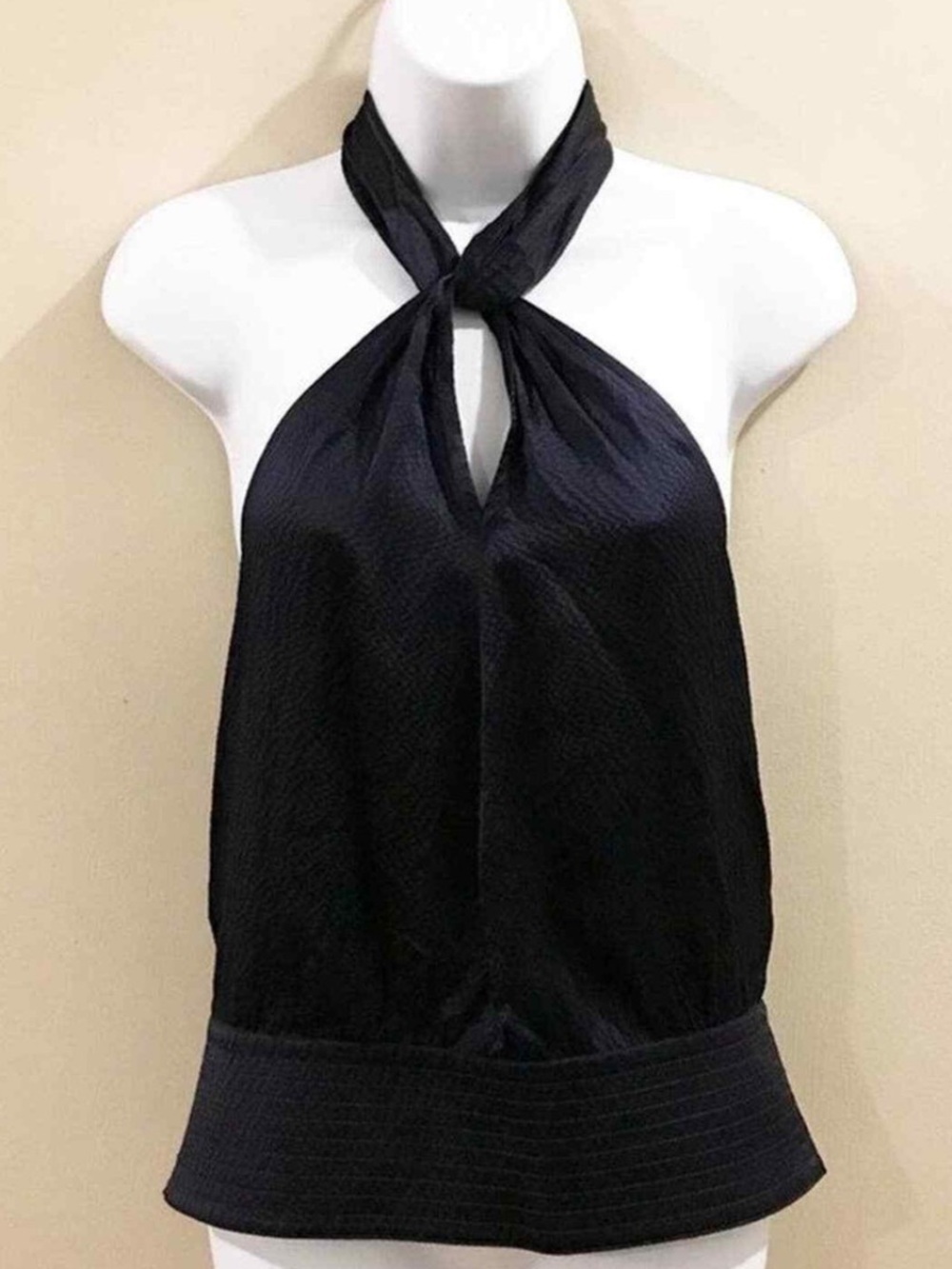 Tory Burch Bennette Blue Shell Silk Halter Top